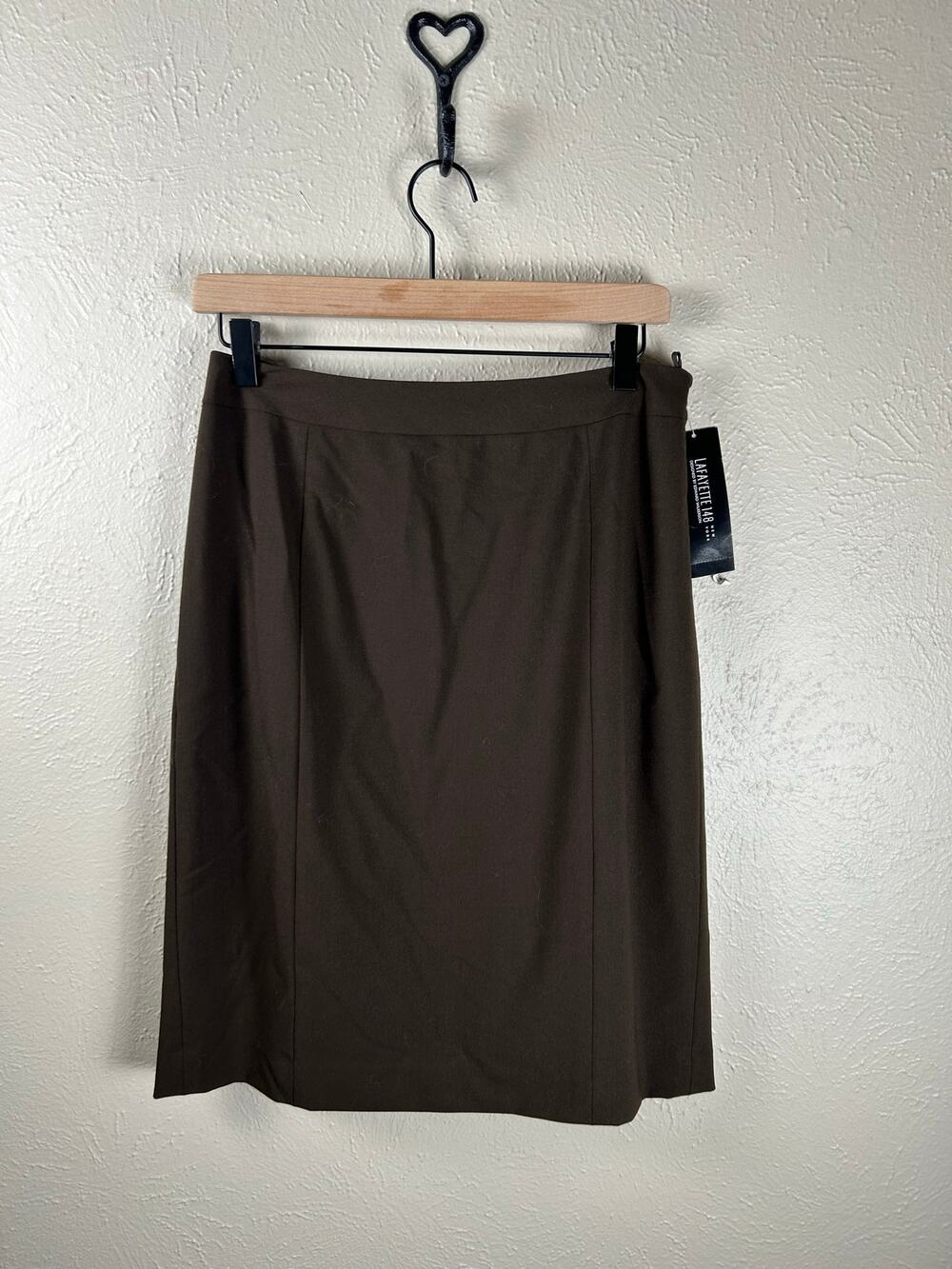 NEW Lafayette 148 Skirt Size 6 Straight Pencil Knee Length Espresso Brown Luxury